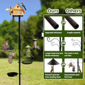 Bird Feeder Pole - 92 Inch Heavy Duty Birdhouse Stand with Squirrel Proof Baffle for Outdoor, Adjustable Bird Feeding Station with Multi Shepherds Hooks Mental Trays for Garden Attracting Wild Birds