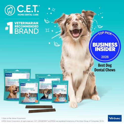 Virbac C.E.T.® VEGGIEDENT® FR3SH® Tartar Control Chews for Dogs with digestive health support, VOHC Approved, Small 11-22lbs