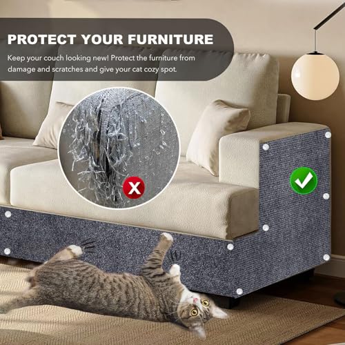 78.7"X15.8" Self-Adhesive Cat Scratching Mat - Durable Couch Protector from Cat Claws, DIY Furniture Protector from Cats Scratching, Sticky cat Scratch Wall mat- No Residue, Safe for Cats (Dark Grey)