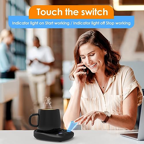 Coffee Mug Warmer - Fastest Heating & Highest Temperature, Coffee Cup Warmer for Desk Auto Shut Off, 4 Temp Settings & 1-12H Timer, Smart Electric Beverage Warmer for Coffee, Tea (Black)