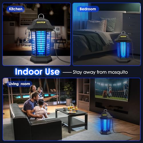GOOTOP Bug Zapper Outdoor, Mosquito Zapper, 4200V 3 Prong Plug in Electric Fly Zapper, Mosquito Killer, Fly Traps, Flying Insects Zapper Indoor Outdoor, ABS Plastic Outer (Black)