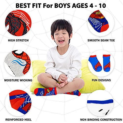 Marvel Spider-man Socks for Boys, 10 Pairs Low Cut Socks for Boys Ages 3-9