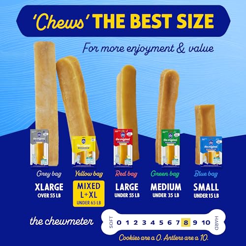 Himalayan Dog Chew Original Yak Cheese Dog Chews, The Better-For-You Chew, 100% Natural, Long Lasting, Healthy Safe Dog Treats, Lactose & Grain Free, Protein Rich, For Dogs 65 Lbs & Smaller, 3-Count