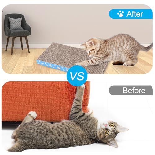 8 Packs in 1 Cat Scratch Pad, Cat Scratcher Cardboard,Reversible,Durable Recyclable Cardboard, Premium Scratch, Suitable for Cats to Rest, Grind Claws and Play (0.8" H(8 Packs))