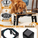 Jovrun Elevated Dog Bowls for Medium Large Size Dogs, Non-Slip Dog Feeder with 1*Stainless Steel Dishes & 1*Slow Feeder Bowl, 5 Heights Adjustable Raised Bowls to 3.15″-8.66″-9.84″-11.02″-12.2″