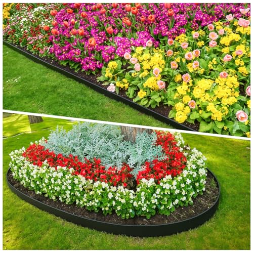 MIXC 100ft Landscape Edging Kit with 150 Spikes, Not Digging Flexible Plastic Edge Border for Landscaping, Lawn, Garden, Flower Beds, Yard, Paver, Playground, Pathway,3pack, 33ft Each,1.5in high