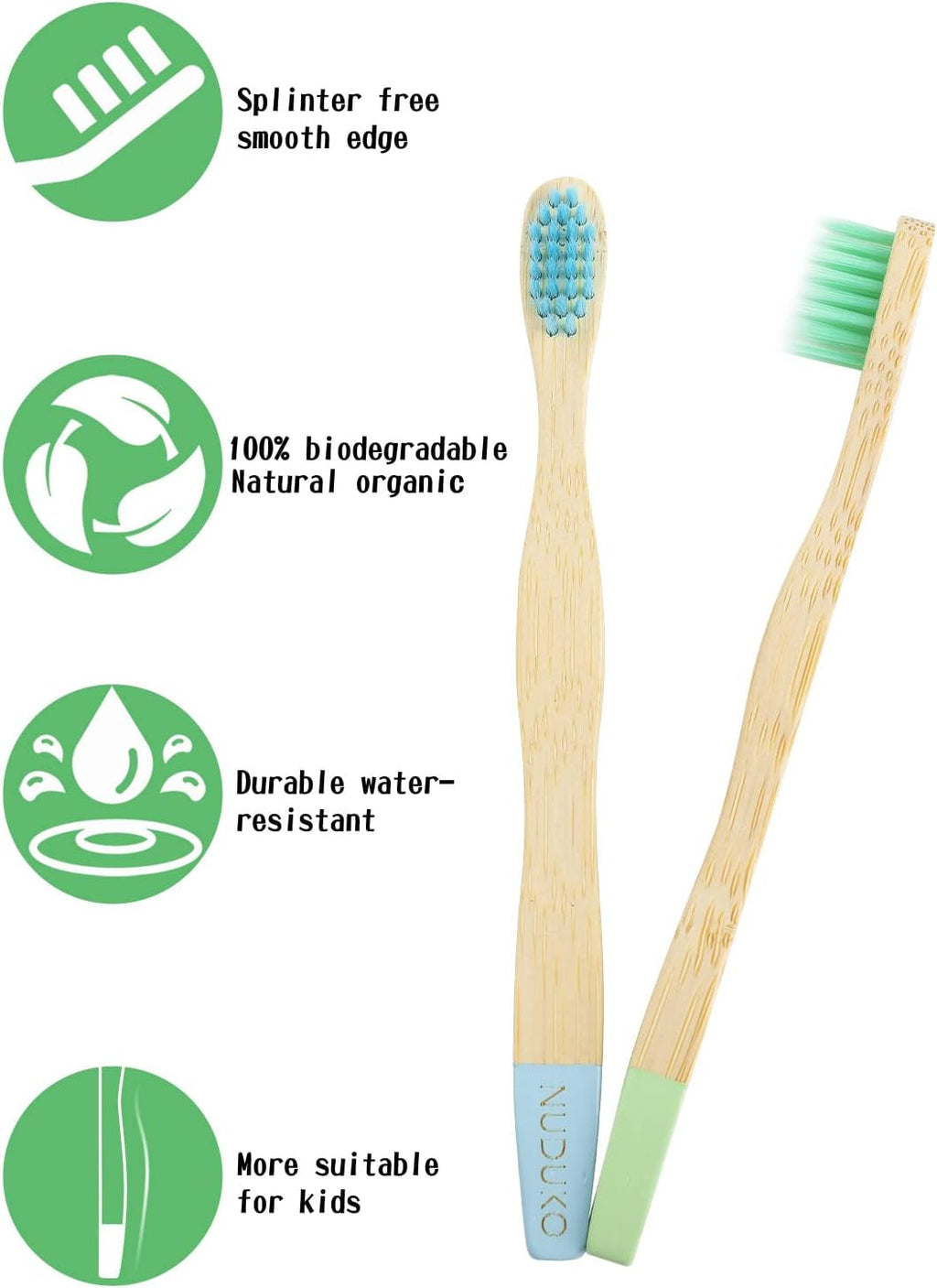 Kids Toothbrush Bamboo Toothbrushes 6 Pack - Organic Compostable Tooth Brush Wooden Baby Toddler Toothbrush, Eco-Friendly Natural Biodegradable Soft Bristle Toothbrush for Children