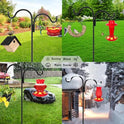 Gtongoko Double Shepherds Hook for Outdoor, 92 Inch Bird Feeder Pole with 5 Prongs Base, 5/8 Inch Thick Heavy Duty Adjustable Garden Hook for Hanging Plant, Lantern, Hummingbird Feeder, 1 Pack