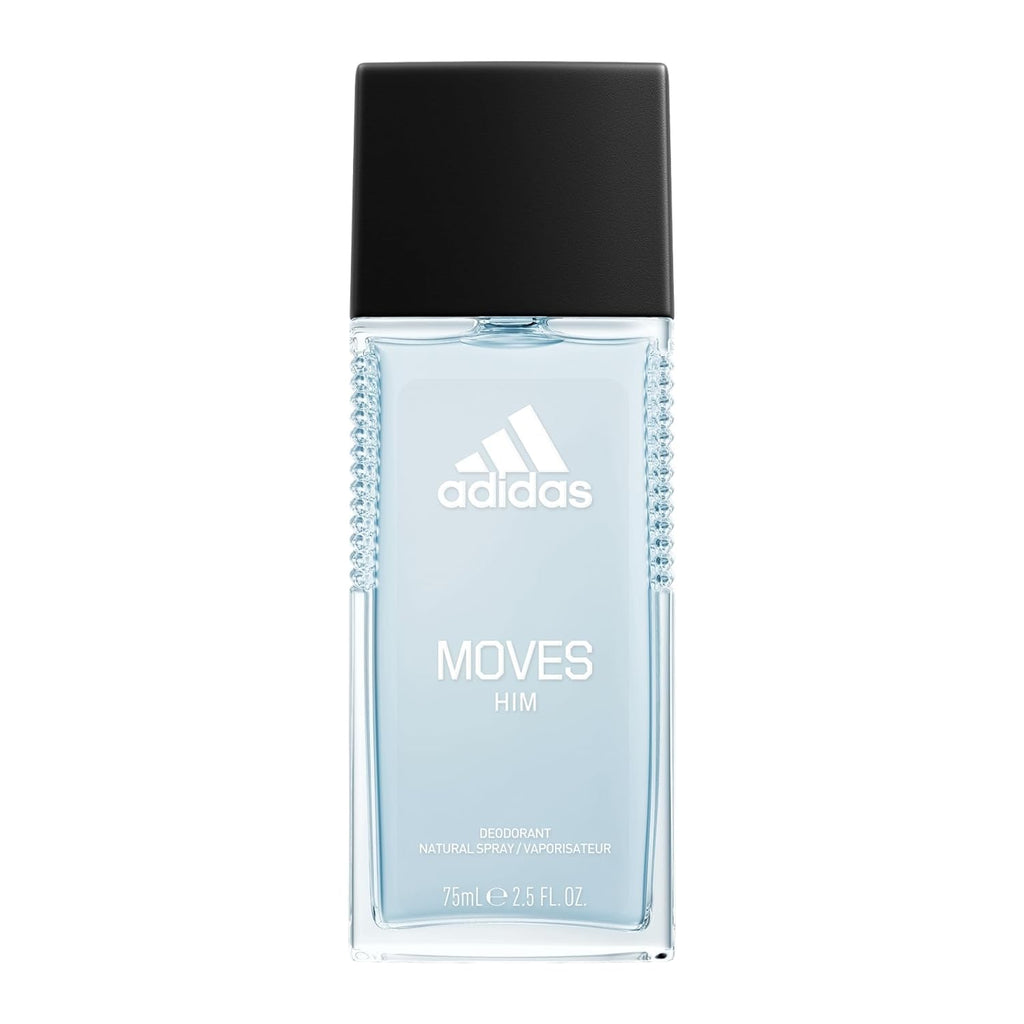 Adidas Moves Him Body Fragrance 2.5 fl oz (Pack of 1) , Notes of Green Apple, Cedarwood, Musk, Men's Fragrance, Long Lasting, Sporty Fragrance, Travel Size