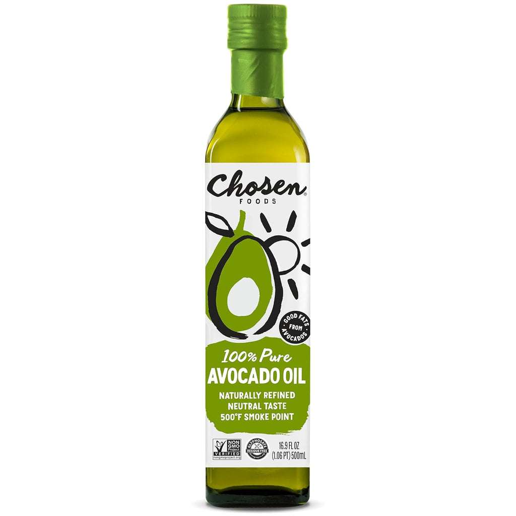 Chosen Foods Avocado Oil, 16.9 Fl Oz - All Purpose Cooking Oil made from 100% Pure Avocados - Non-GMO, Gluten-Free, Keto Friendly, Glyphosate Free - 500mL (Pack Of 1)