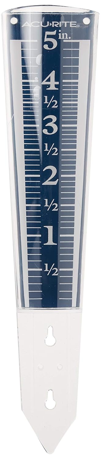 AcuRite 5" Capacity Easy-to-Read Magnifying Rain Gauge, Acrylic (00850A3)
