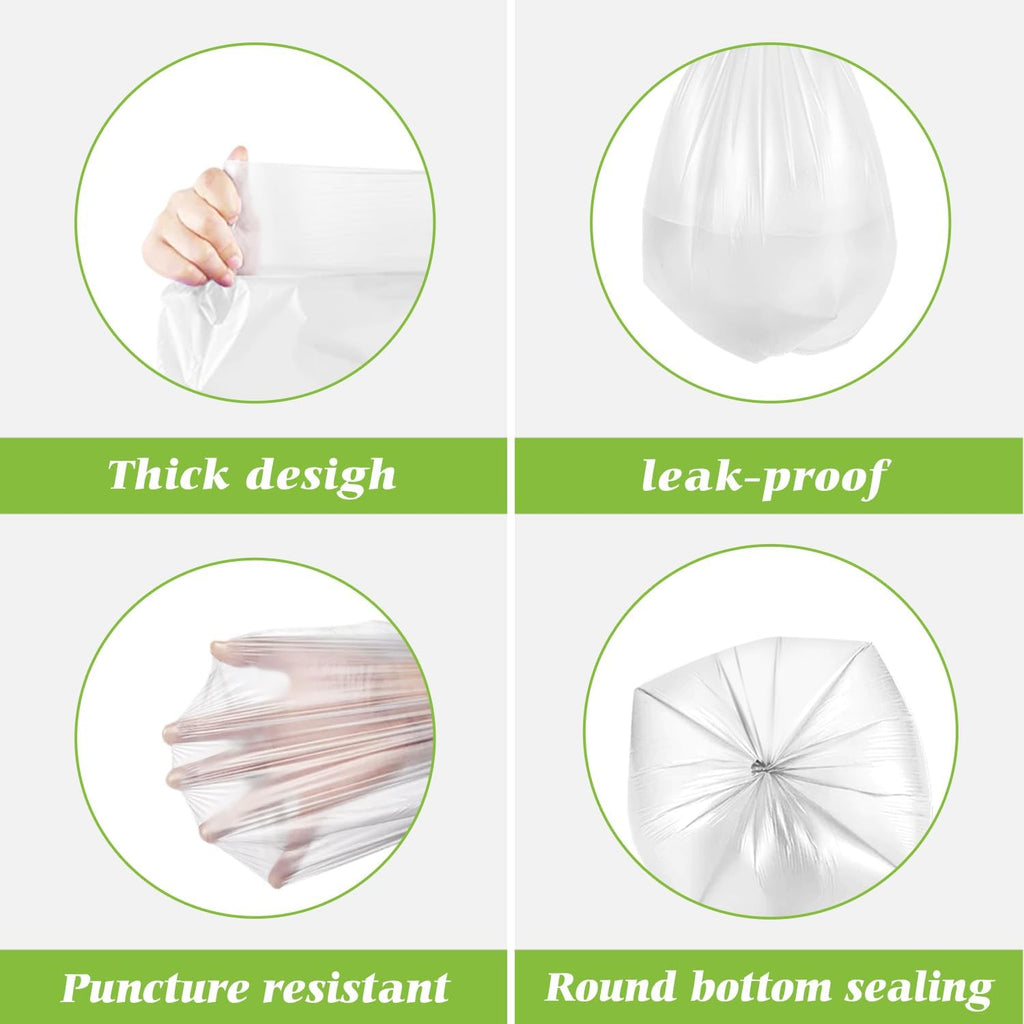 4 Gallon 330 Counts Strong Trash Bags Garbage Bags by Teivio, Bathroom Trash Can Bin Liners, Small Plastic Bags for home office kitchen (Clear)