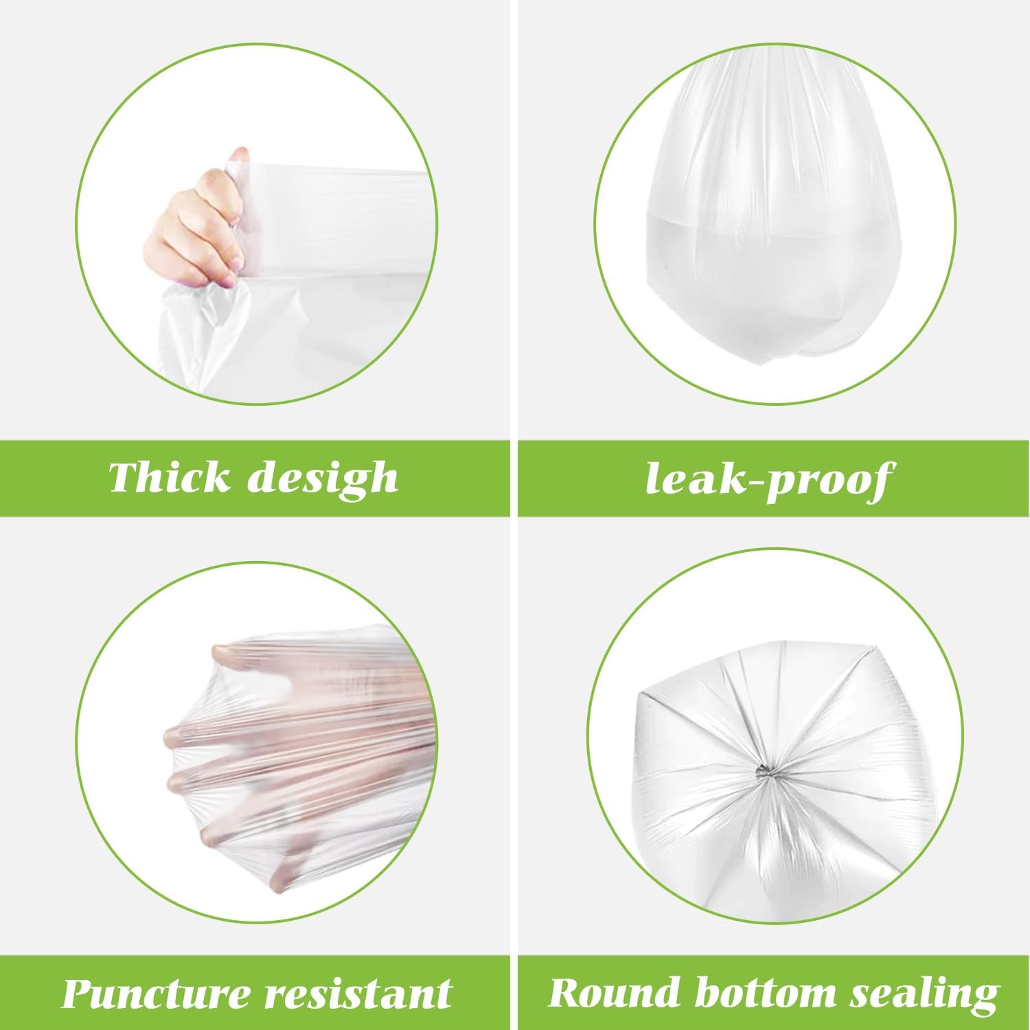 4 Gallon 330 Counts Strong Trash Bags Garbage Bags by Teivio, Bathroom Trash Can Bin Liners, Small Plastic Bags for home office kitchen (Clear)