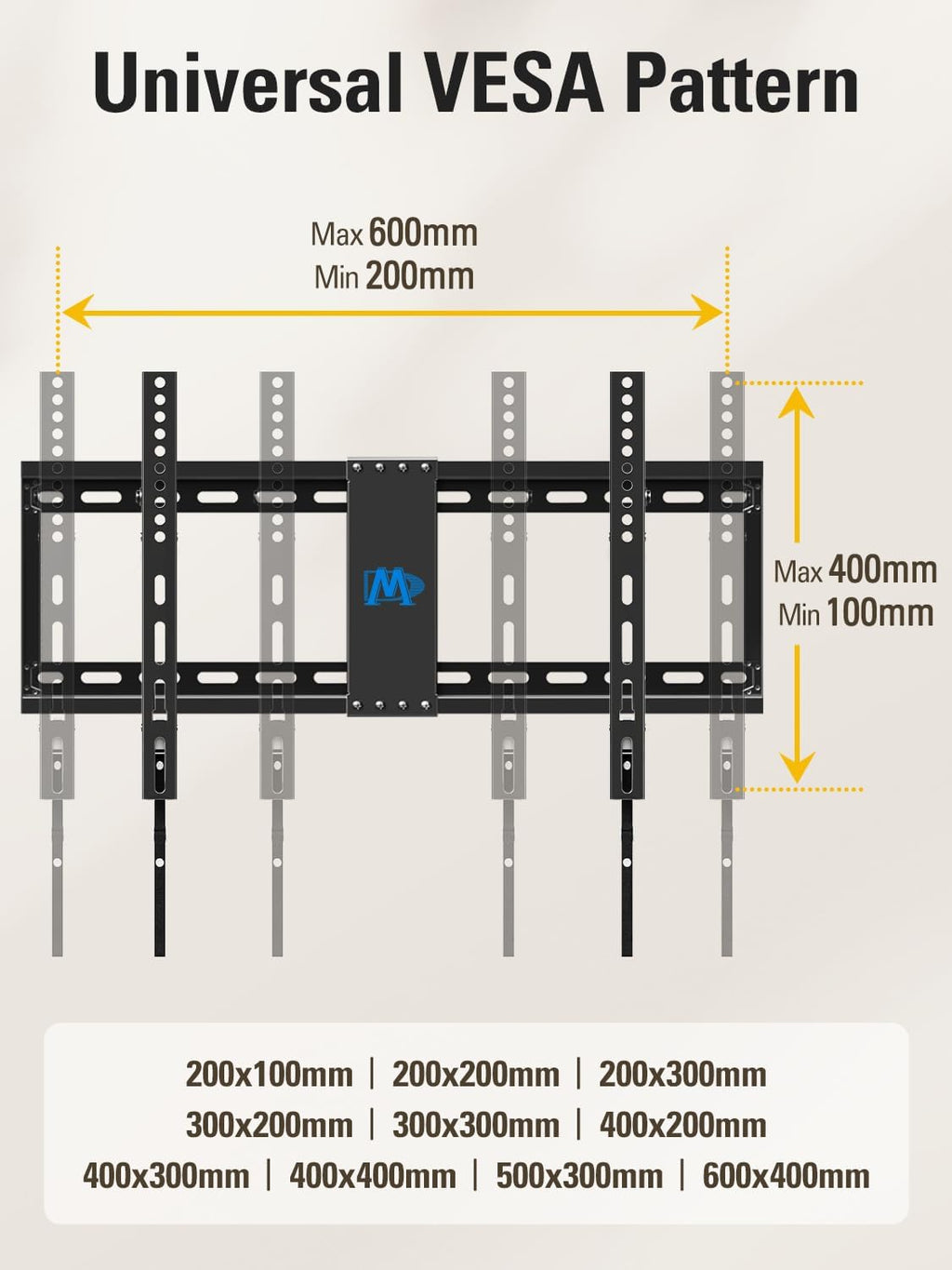 Mounting Dream TV Wall Mount for Most 37-75 Inch TVs, Universal Tilt TV Mount Fit 16", 18", 24" Stud with Loading Capacity 132lbs, Max Vesa 600 x 400mm, Low Profile Flat Wall Mount TV Bracket
