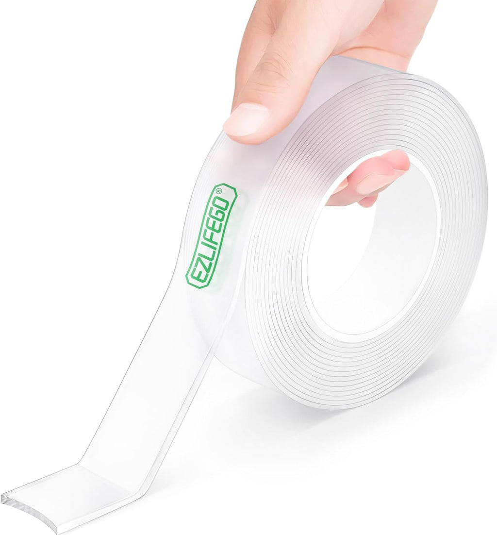 EZlifego Double Sided Tape Heavy Duty, Nano Double Sided Adhesive Tape, Clear Mounting Tape Picture Hanging Adhesive Strips (9.85FT)