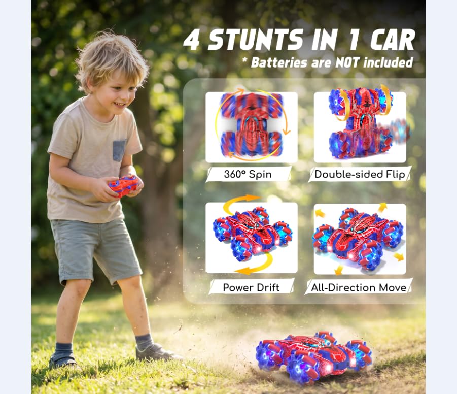 Spider Gesture Sensing Remote Control Car, Double Sided RC Cars with Full-Body Light, 2.4GHz Hand Controlled Rechargeable RC Stunt Car Toys Birthday Gift for Boys 4 5 6 7 8 9 10 11 12