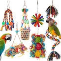 RLRICH 6 Pack Bird Colorful Chewing Toys Parrot Foraging Shredder Toys Shred Hanging Foraging Toys,Comfy Perch Parakeet Toys for Rope Bungee Bird Toy