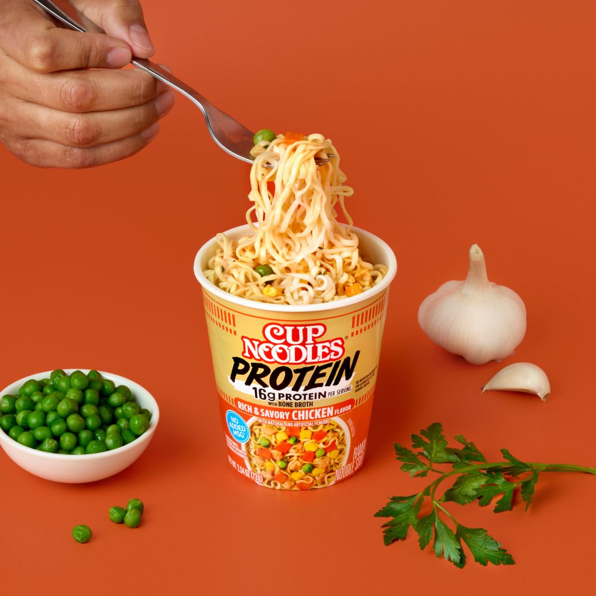 Nissin Cup Noodles Protein Ramen, Chicken Flavor with Bone Broth, 16g Protein, 2.54 Ounce Cup (Pack of 6)