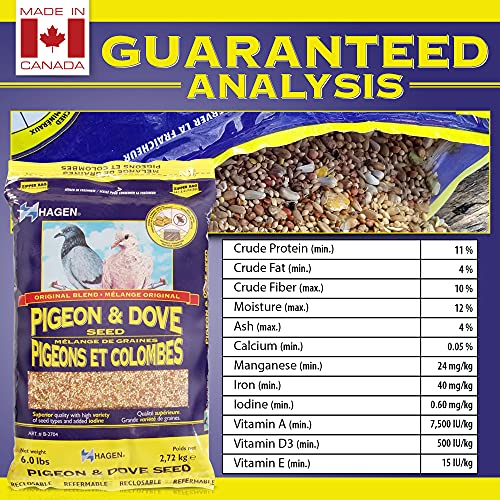 Hagen Pigeon & Dove Seed - Original Formula Bird Food, 6 lb Bag – Nutritionally Complete Seed Mix with Vitamins & Minerals – Wild & Captive Bird Diet – Insect-Resistant Air-Tight Packaging