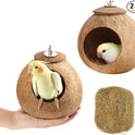 Bird Nest for Cage Natural Coconut Shell Birds House 2 Pack Parakeet Hide Breeding Hut Bird Cage Accessories & Decor Hamster Toys for Parrot Lovebirds Budgies Cockatiel Conure Finch Canary