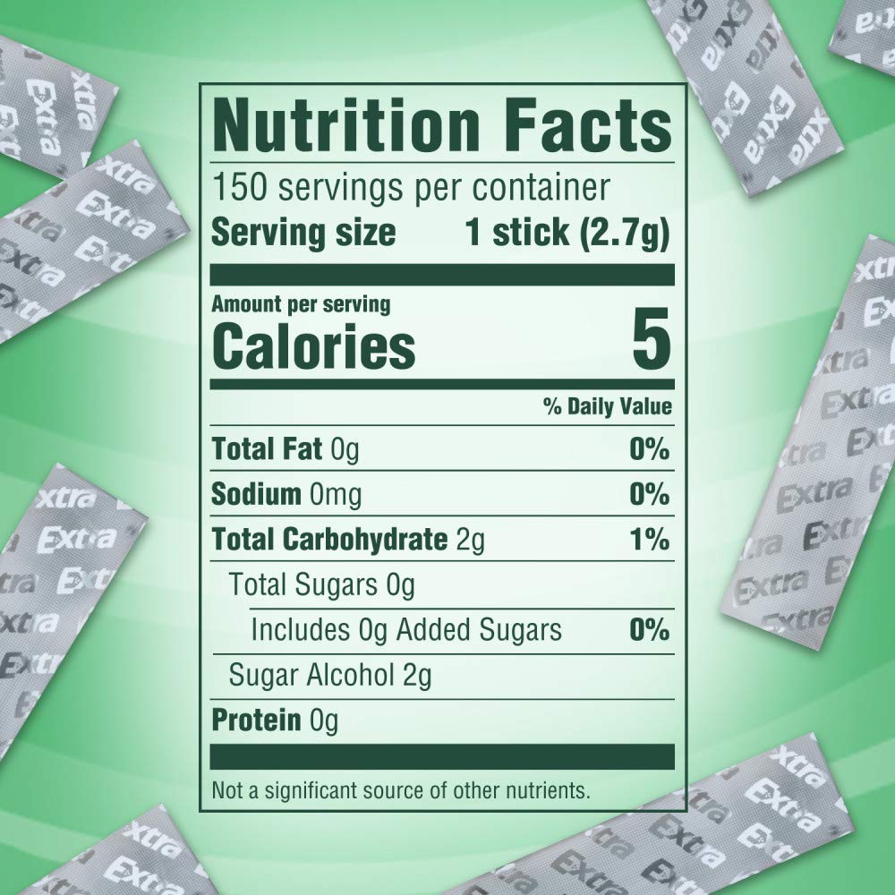 Extra Gum Spearmint Sugarfree Gum Bulk, Individually Wrapped, Perfect for Long Lasting Fresh Breath at School, Work & Travel 15 Count, Pack of 10