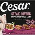 Cesar Adult Wet Dog Food Steak Lovers Variety Pack with Real Meat, 3.5 oz. Easy Peel Trays, 36 Count (Pack of 1)