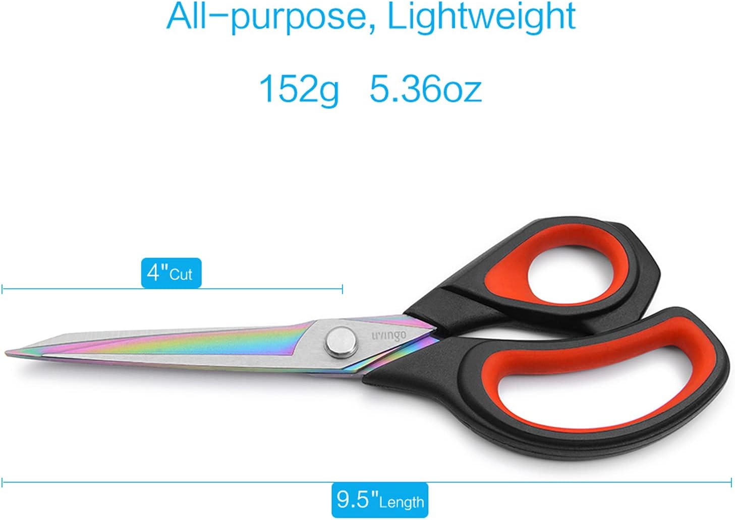 LIVINGO Premium Tailor Scissors Heavy Duty Multi-Purpose Titanium Coating Forged Stainless Steel Sewing Fabric Leather Dressmaking Comfort Grip Shears Professional Crafting (9.5 INCH)
