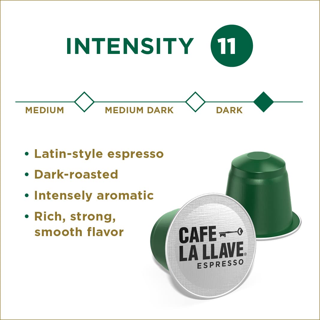 Cafe La Llave Latin Style Espresso Pods, Dark Roast, Compatible with Nespresso Original Line, 40 Count Aluminum Capsules