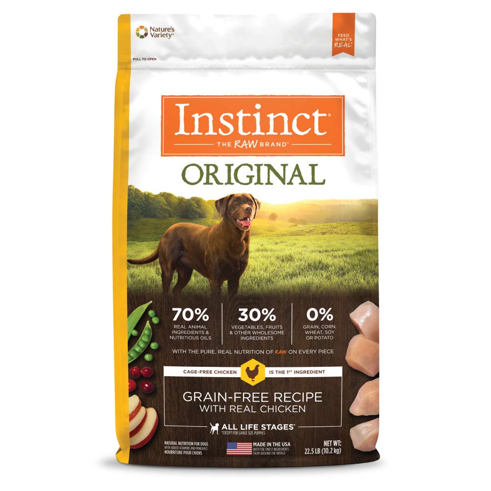 Instinct Original Dry Dog Food, Raw Coated Kibble, High Protein, Grain Free Recipe- Chicken, 22.5 lb. Bag