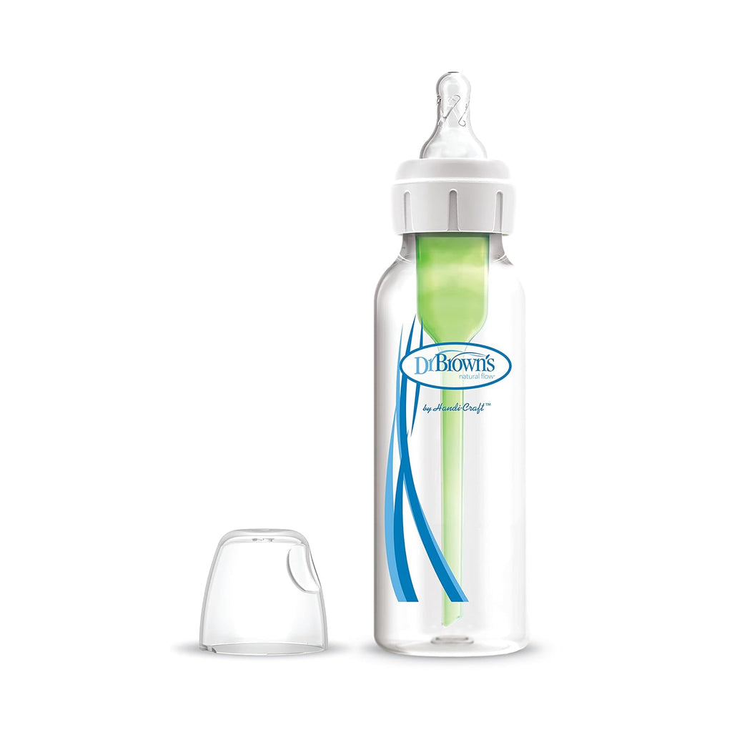 Dr. Brown's Natural Flow Anti-Colic Options + Narrow Bottle to Sippy Gift Set with Soft Silicone Sippy Spout, Removable Silicone Handles, Travel Cap and Bottle Brush