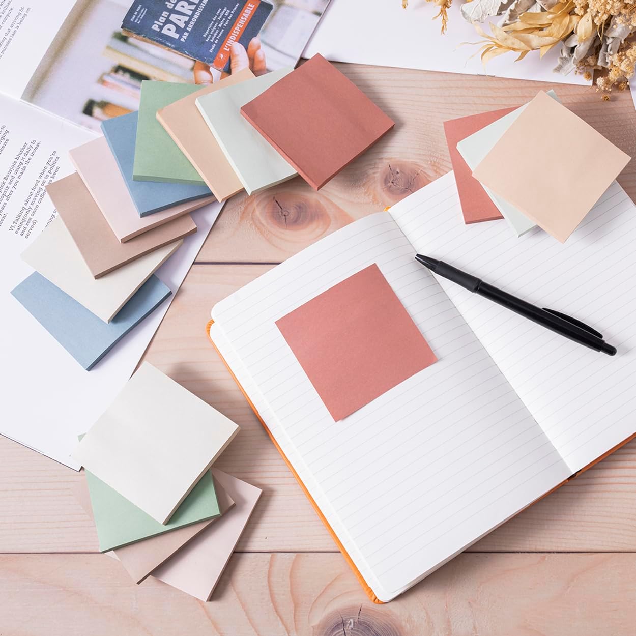 (16 Pack) Sticky Notes 3x3, Vintage Colors, Sticky Pads, Recyclable, Easy to Stick for Home, Office, Notebook