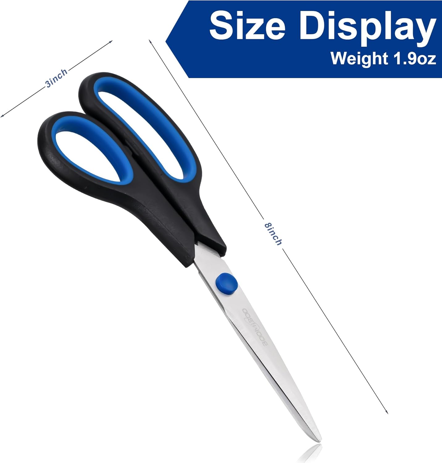 Scissors, BOOMIBOO 8" All Purpose 6 Pack - Comfort-Grip Scissors for Office Desk Accessories Sewing Fabric Home Craft School Supplies, Teacher/Class Supplies, Right/Left Handles