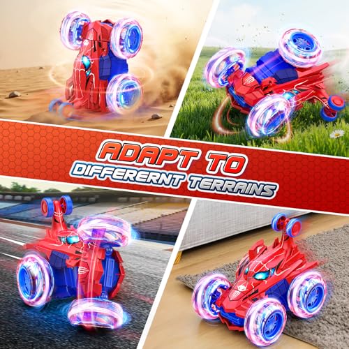 Spider remote control car rc cars toys,Cool rechargeable stunt rc car with 360 flips 4WD wheel with bright light,Fun outdoor toys gifts for kids birthday or Chritmas age 4 5 6 7 8 9 10 11 12 years old