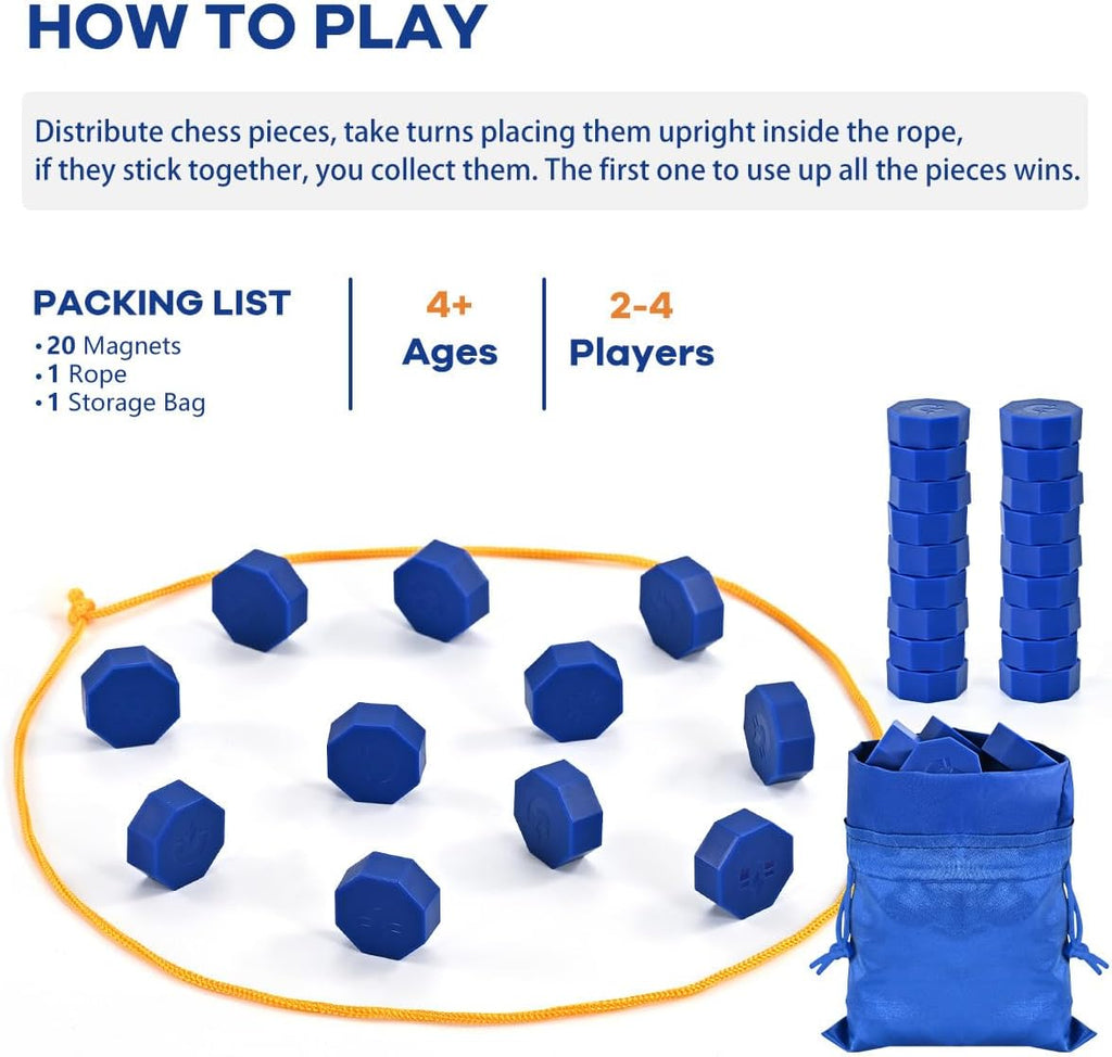 Magnetic Chess Game with Full-Size Stones, Magnet Game with String, for Family & Party & Travel & Camping, Puzzle Strategy Games, 2 Player Games for Kids & Adults