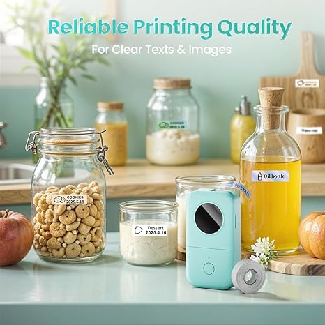 Phomemo Label Maker, D30 Portable Bluetooth Mini Label Printer Machine, Smartphone Handheld Thermal Sticker Small Labeler Multiple Templates Fonts Icon Inkless Custom Label for Home Kids, School Item