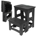 Folding 2-Step Stool for Adults Kids Non-Slip Collapsible Portable Step Stool for Kitchen Home Toilet Bedroom Office Bathroom Rv,Holds 300 Lbs(Black)