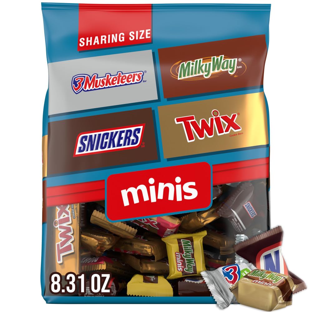 SNICKERS, TWIX, MILKY WAY and 3 MUSKETEERS Winter Sports Individually Wrapped Chocolate Candy Bars Variety Pack, Sharing Size, 8.31 Oz Bulk Bag