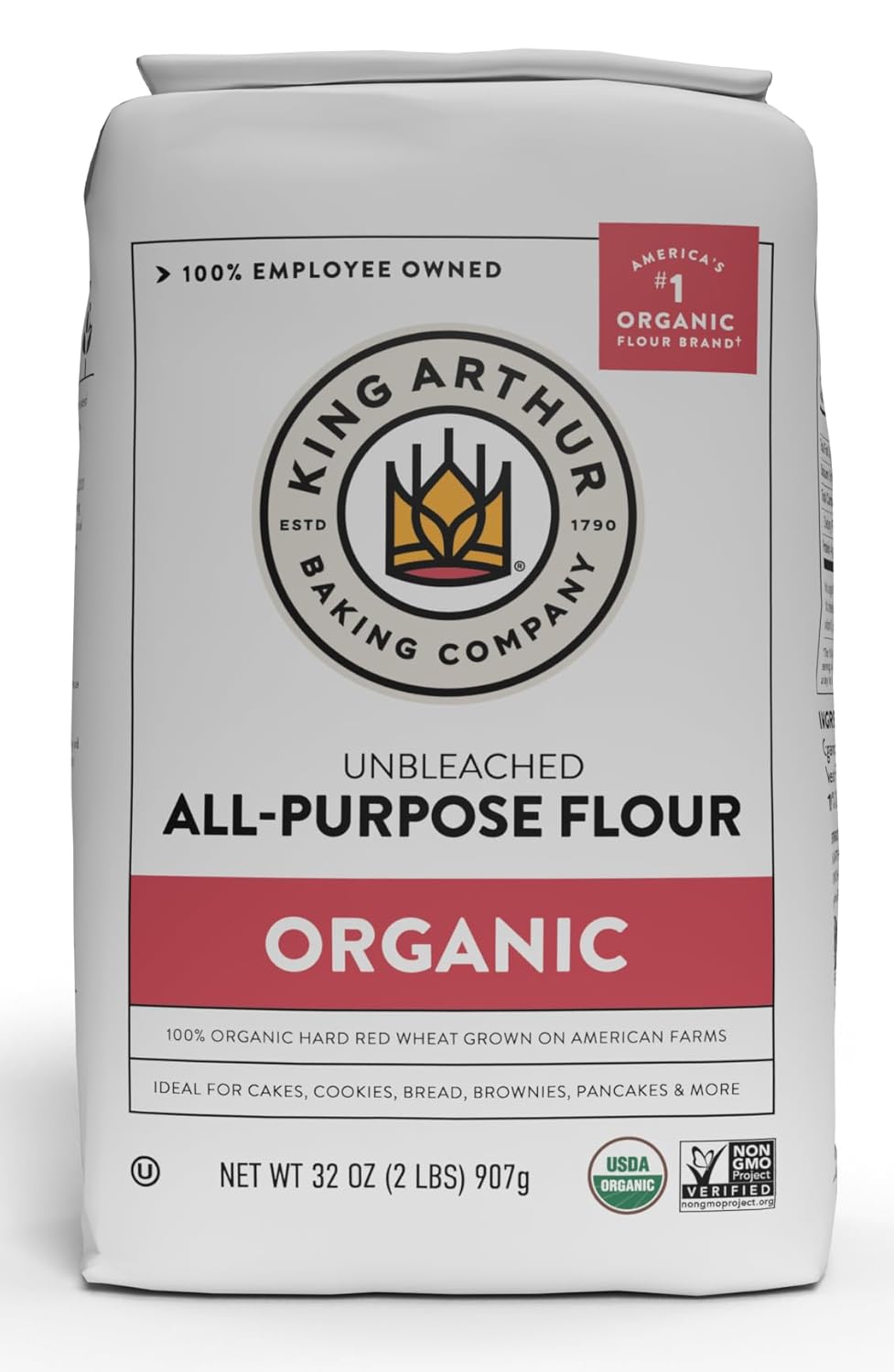 King Arthur 100% Organic All-Purpose Flour, Unbleached, 2 lb (Pack of 1) - Non-GMO Project Verified, No Preservatives