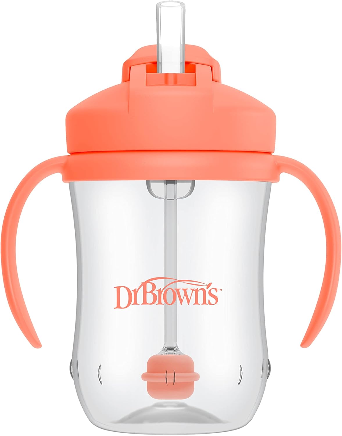 Dr. Brown's Milestones, Baby's First Straw Cup Sippy Cup with Straw, 6m+, 9oz/270ml, Coral, BPA Free
