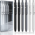 Gel Pens, 6 Pcs 0.5mm Fine Point Black Ink Pen With Smooth Writing, Office Desk Accessories, Writing Supplies Gifts for Men Women, Quick Dry Pens Ballpoint For Journaling, Black/Gray/White