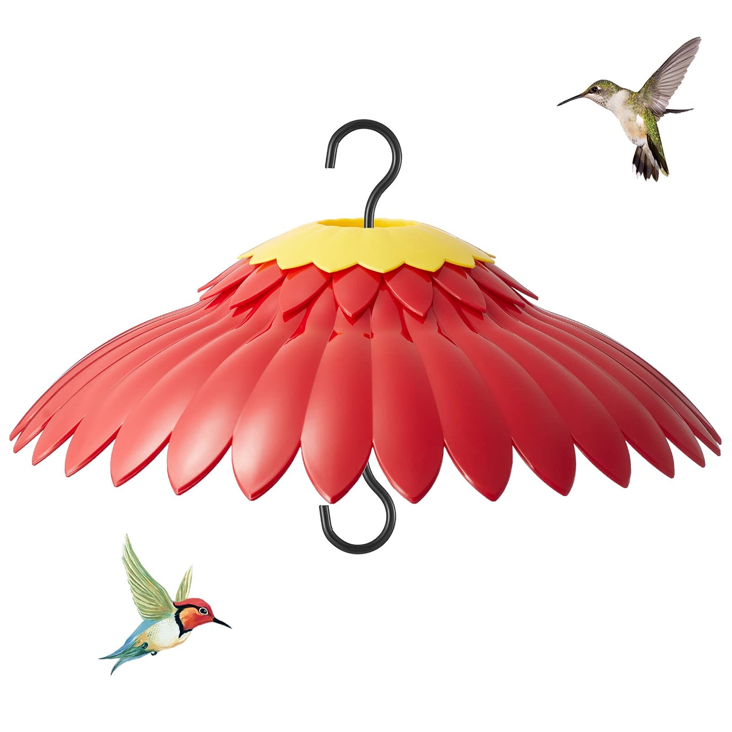 Beserie Squirrel Baffle Hummingbird Feeder Shade Cover Dome Shield Hang from Bird Feeders for Outdoors Squirrel Proof Protect Feed Red Yellow Attract Hummingbirds Moat Proof-14inch(Red)