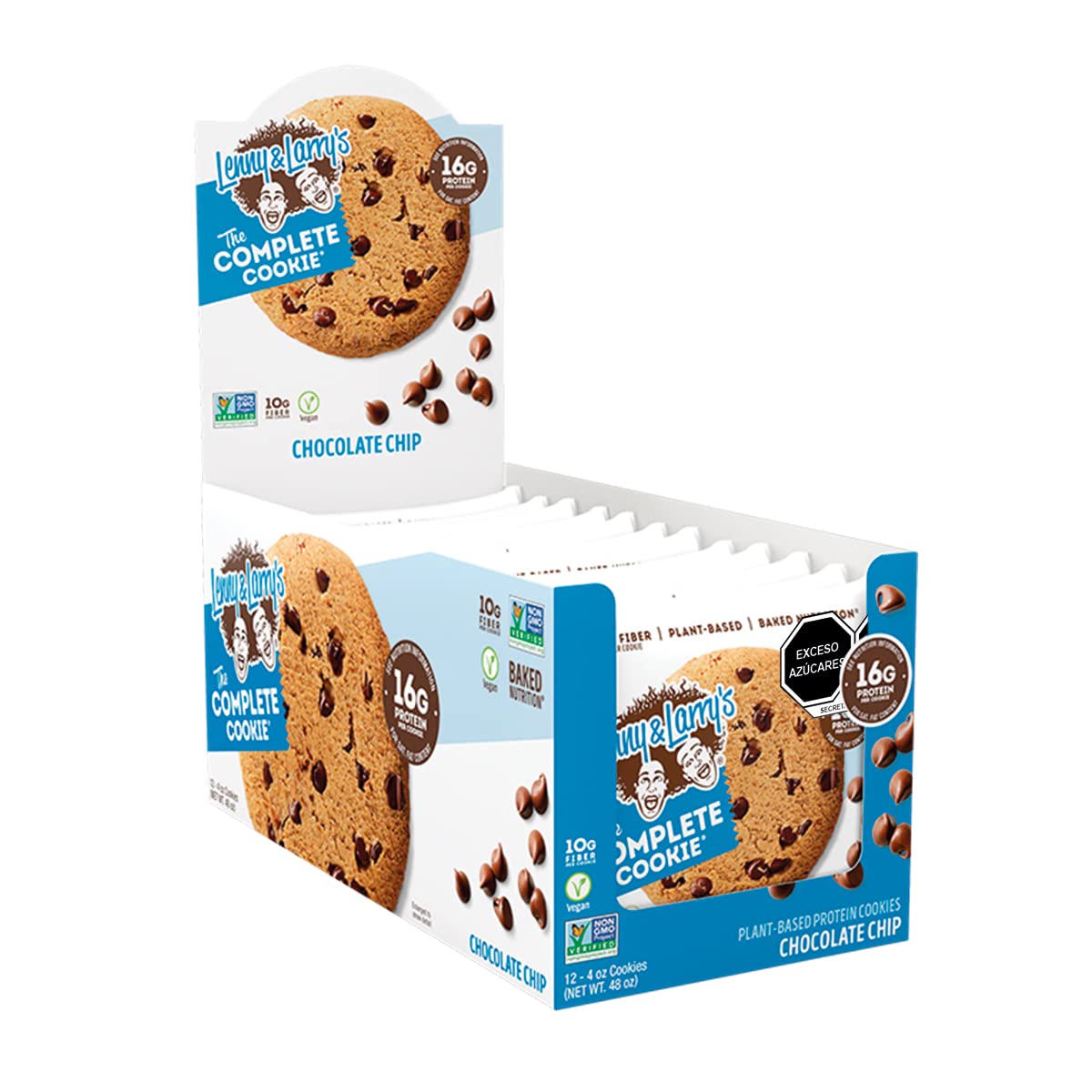 Lenny & Larry's Complete Protein Cookie, [Chocolate Chip], Chewy Soft Baked, 16g Plant Protein, Vegan, Non-GMO, High Fiber, 4 Ounce Cookie (Pack of 12)