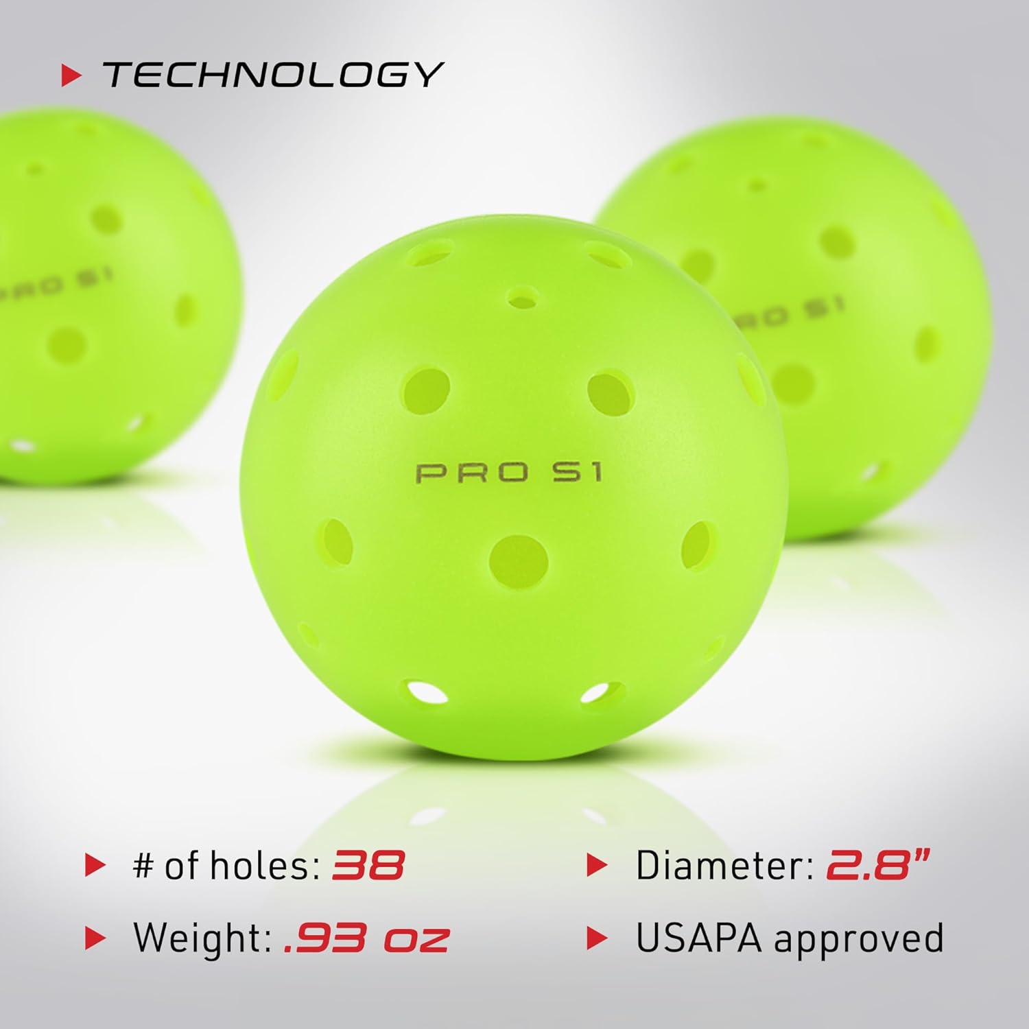 Selkirk Sport Pro S1 Ball | Crack-Resistant | 38 Hole Outdoor Pickleball Balls | USAPA Approved Pickle Ball for Tournament Play | Advanced Aerodynamics |