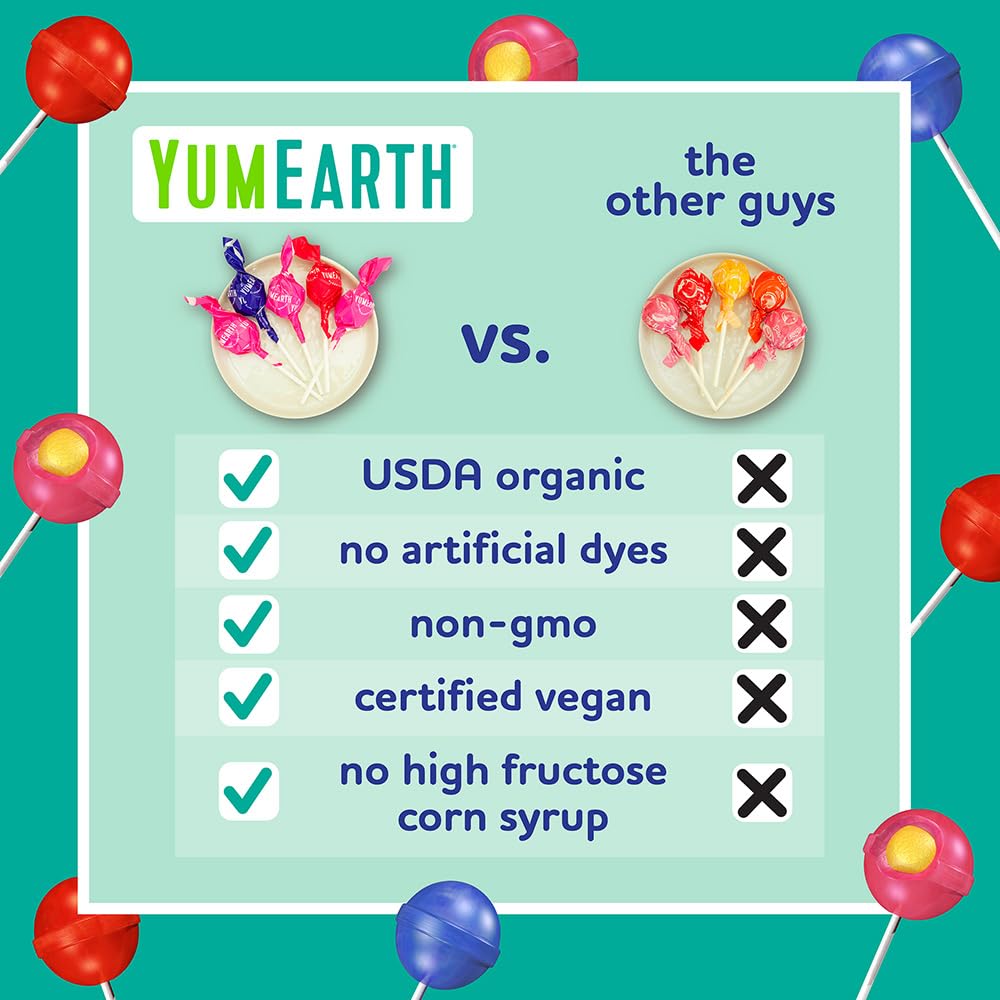 YumEarth Organic Duo Pops, Lollipops with Fruit Chew Centers - Allergy Friendly (Top 9 Free), No Artificial Dyes, Non GMO, Gluten Free, Vegan Candy Snacks - Individually Wrapped Pops (20 Count (Pack of 1))
