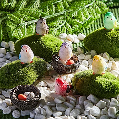 Jetec 30 Pieces Garden Accessories Bird Decorative Figurines Miniature Bird Figurines for Garden, Dollhouse Miniature, Cake Topper, Micro Landscape, Yard Bonsai Decal, Home Decoration