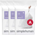 simplehuman Code A 90 Count, Dispenser Pack Custom Fit Liners, Drawstring Trash Bags, 4.5 Liter / 1.2 Gallon, White