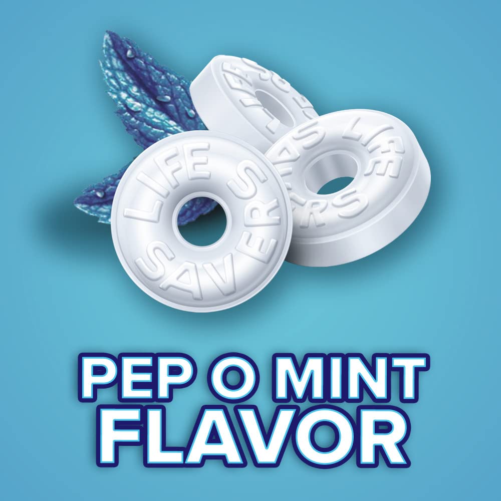 LIFE SAVERS Pep-O-Mint Peppermint Hard Candy Individually Wrapped, Party Size Bulk Hard Candy, 44.93 oz Bag