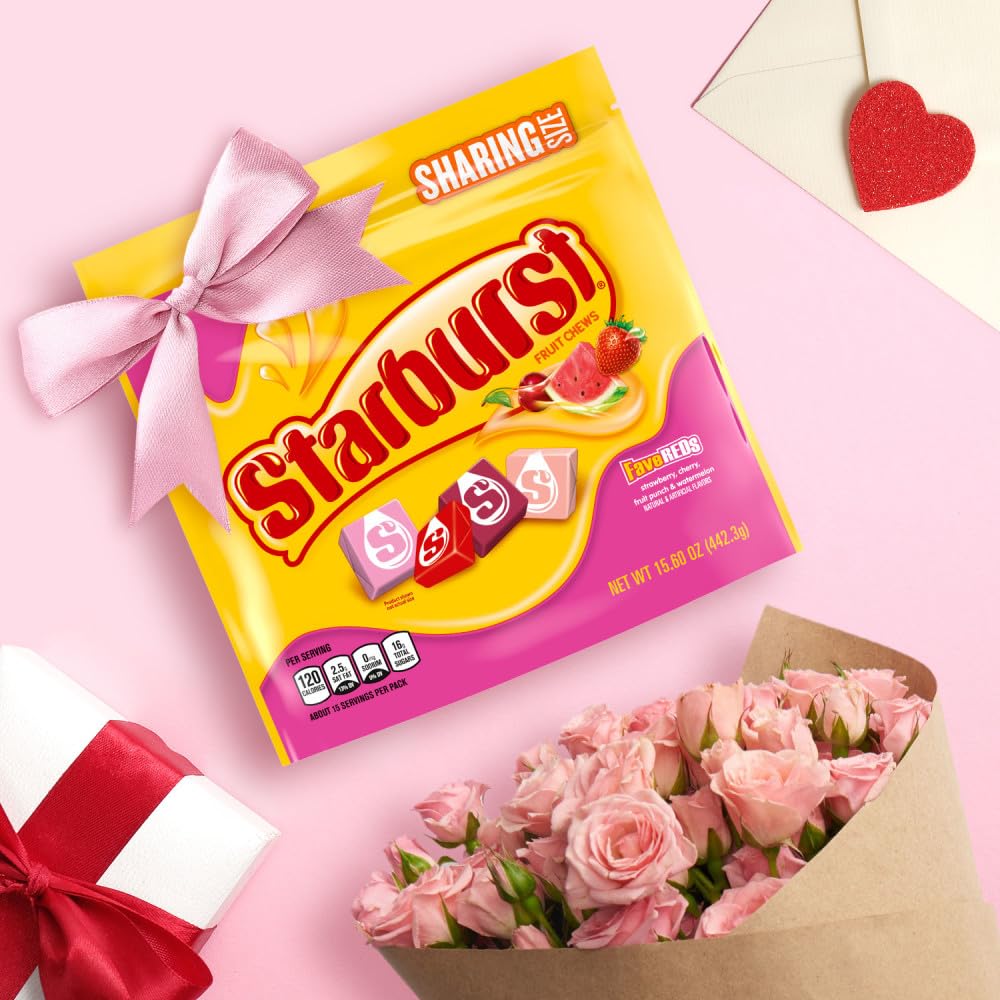 STARBURST FaveREDS Fruit Chews Candy, Chewy Candy, 15.6 oz Sharing Size Bag