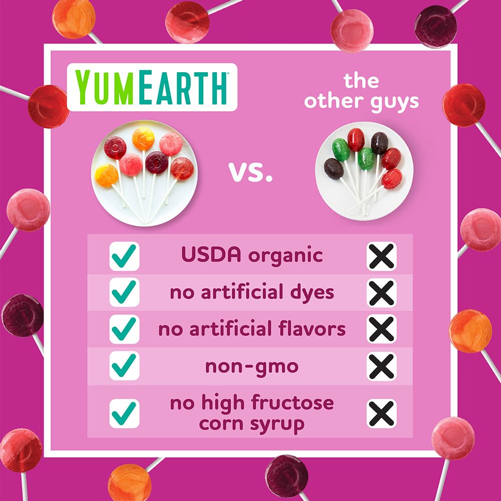 YumEarth Organic Vitamin C Pops Variety Pack, 40 Fruit Flavored Favorites Lollipops, Allergy Friendly, Gluten Free, Non-GMO, Vegan, No Artificial Dyes