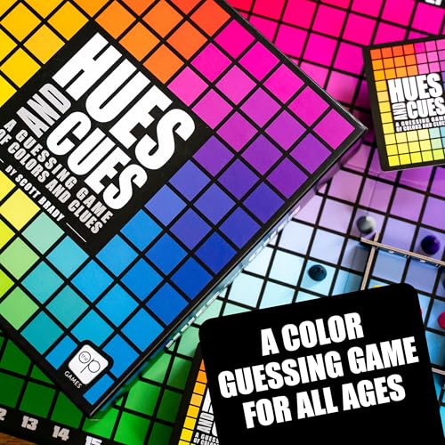 HUES and CUES - Vibrant Color Guessing Board Game for 3-10 Players Ages 8+, Connect Clues and Guess from 480 Color Squares
